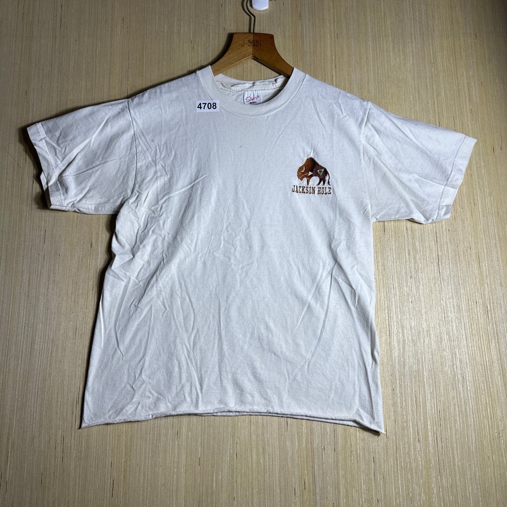 Vintage Jackson Hole Shirt Mens Medium White Graphic Made In Usa 80s